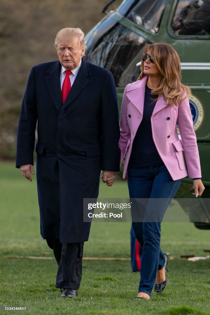 President Trump Returns To The White House After Weekend in Mar a Lago