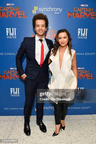 Damon J Gillespie and Grace Aki attend the 'Captain Marvel' screening at Henry R. Luce Auditorium at Brookfield Place on March 06, 2019 in New York...