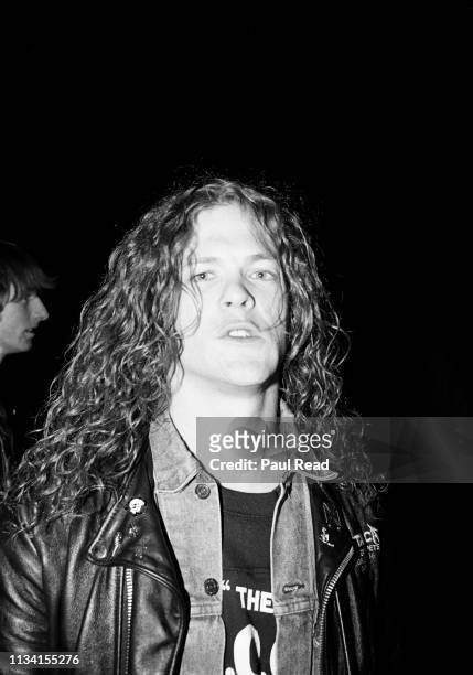 Jason Newsted of Metallica looking menacing while meeting fans at the Capital Centre in Landover, MD on March 9, 1989.