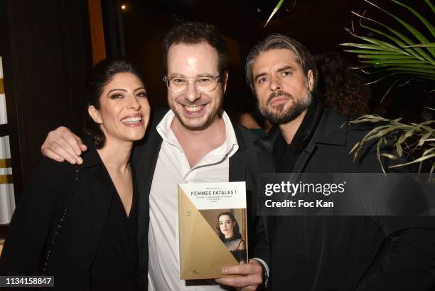 Celine Mori, writer/TV presenter Mathieu Alterman and actor Anthony Dupray attend ‘Femmes Fatales ‘ Mathieu Alterman Book Launch Party at Masha Club...