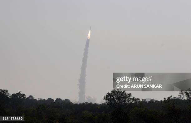 The Indian Space Research Organisation's Polar Satellite Launch Vehicle launches India's Electromagnetic Spectrum Measurement satellite 'EMISAT' --...