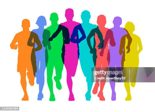 runners - runner silhouette stock illustrations