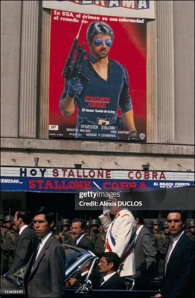 Pro-Pinochet demonstration On September 9th, 1986 In Santiago,Chile