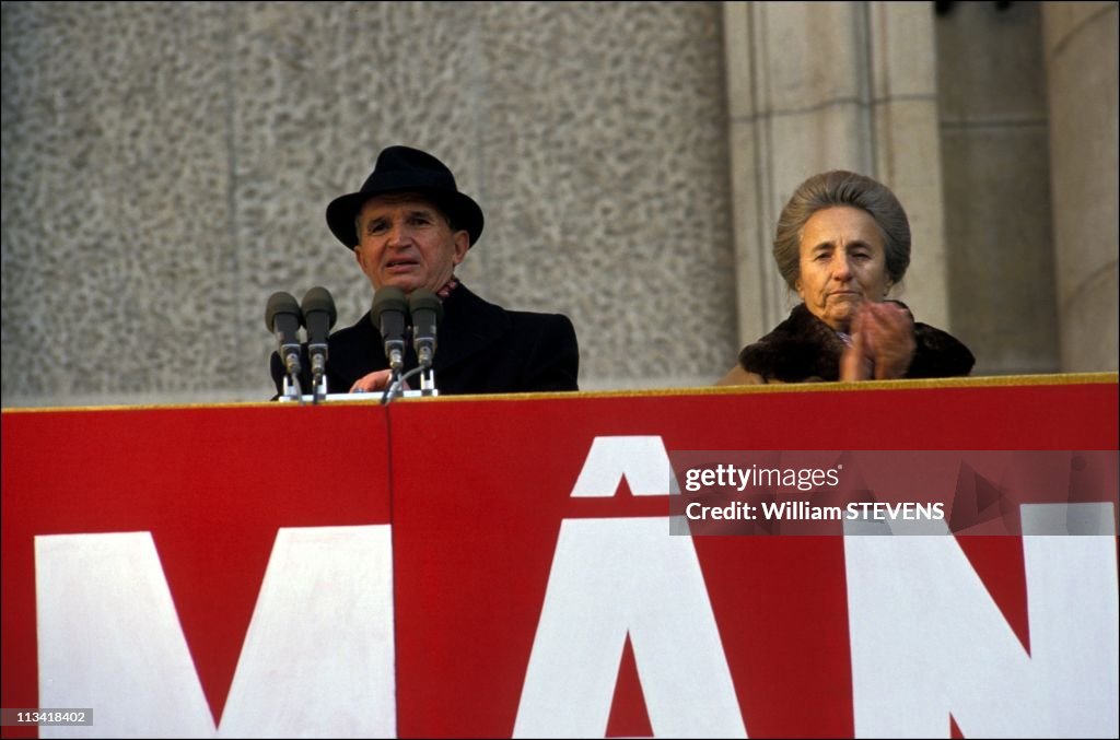 Bucharest Acclaimed N. Ceausescu And His Wife After The Congress Of Pcr On November 24th, 1989. In Bucharest, Romania