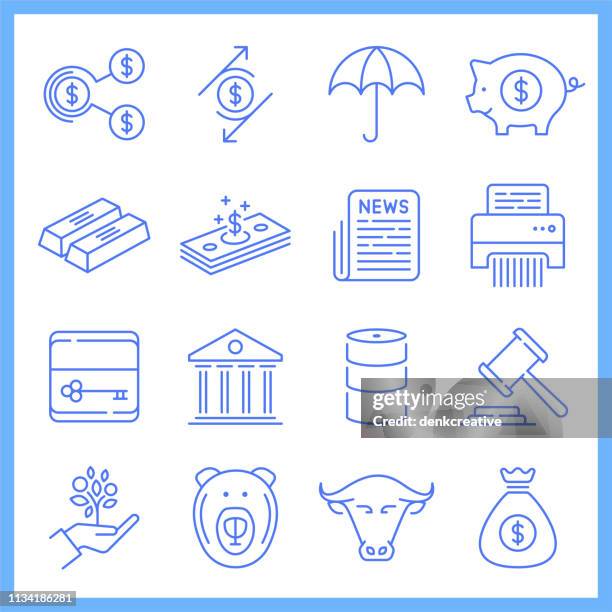 emerging market equity prices blueprint style vector icon set - newly industrialized country stock illustrations