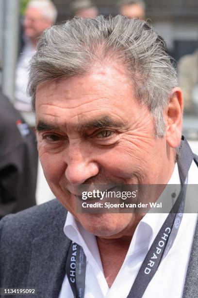 Eddy Merckx Belgian former professional road and track bicycle racer at the start grid during the 6 Hours of Spa-Francorchamps race, the second round...