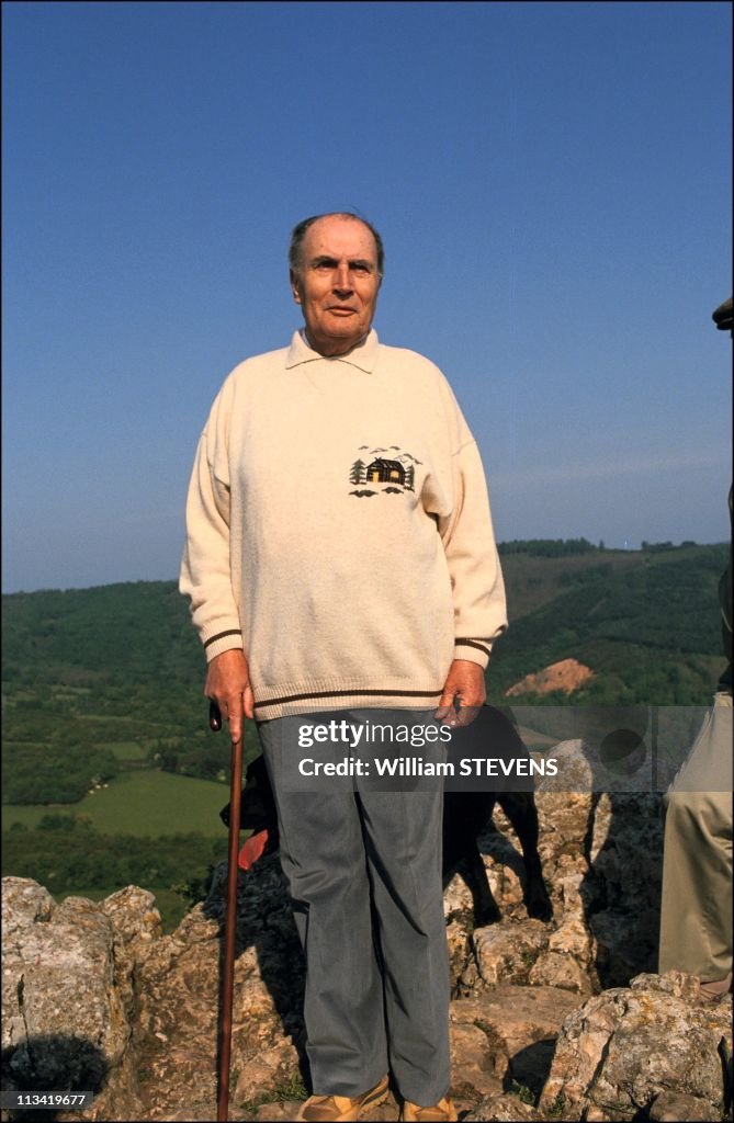 Francois Mitterrand at 'la Roche de Solutre' in Burgundy On May 20th, 1991 In Solutre, France