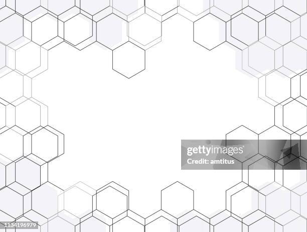 hexagons frame - molecular level stock illustrations