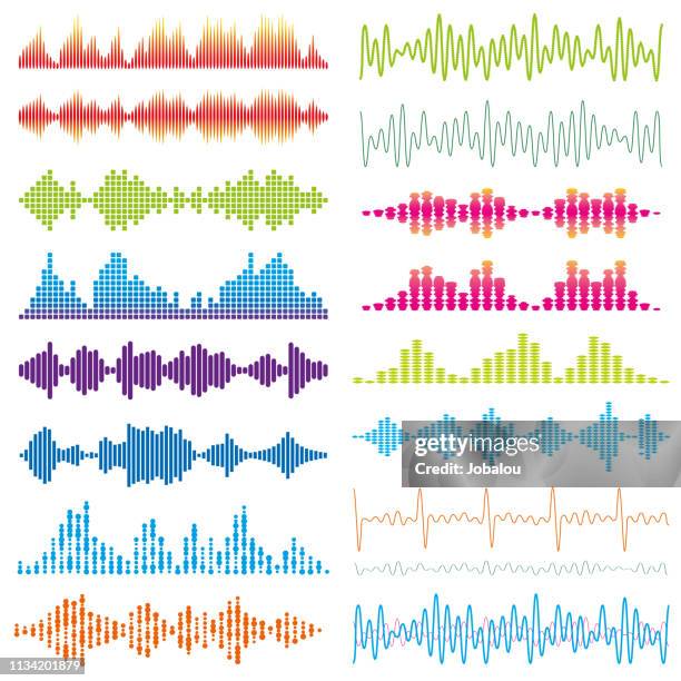 ilustrações, clipart, desenhos animados e ícones de som acústico das ondas gráficas - trilha sonora