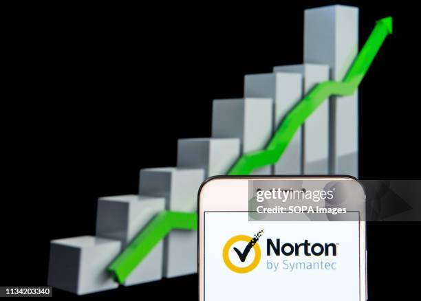 In this photo illustration a cybersecurity and anti-virus malware software developed by Symantec Corporation, Norton Anti-virus logo is seen on an...