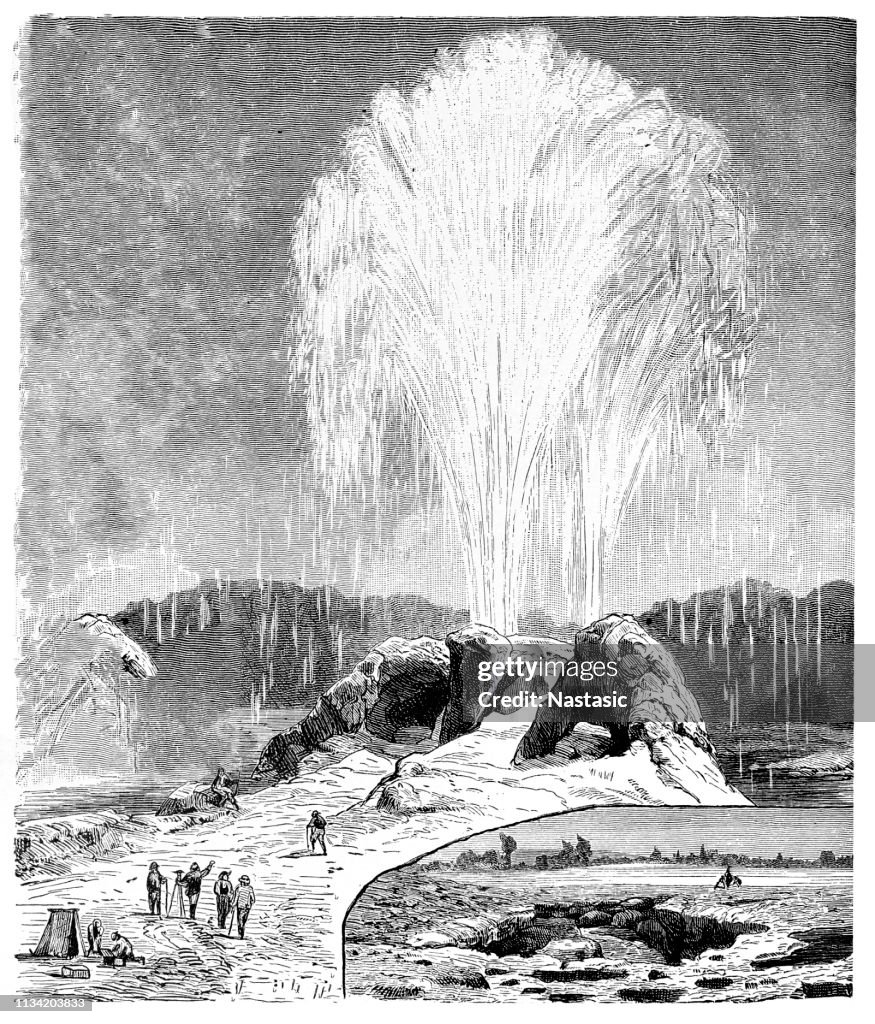Old Faithful, geyser, Yellowstone XIX secolo