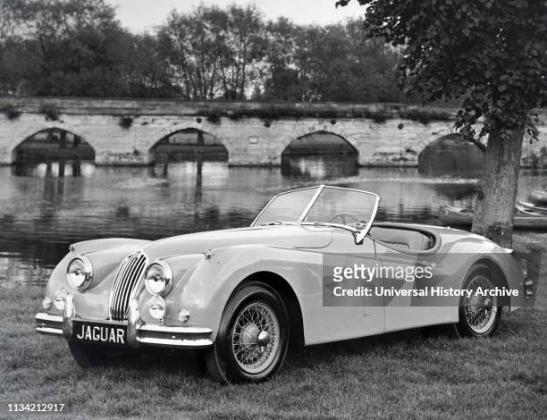 Photograph of a Jaguar Xk140. A sports car manufactured by Jaguar between 1954 and 1957 as the successor to the XK120. Dated 20th century.