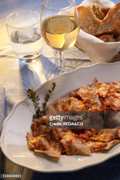 Fish ravioli from La Cucina di Nonna Nina. San Rocco di Camogli. Ligury. Italy. Europe.