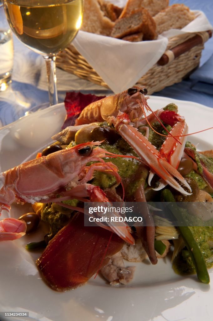 Cappon Magro typical ligurian fish dish from La Cucina di Nonna Nina. San Rocco di Camogli. Camogli. Ligury. Italy. Europe