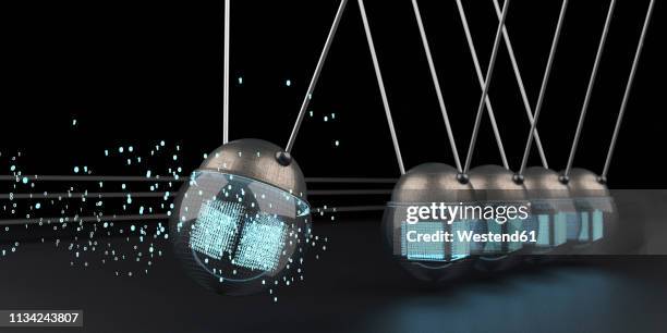 bildbanksillustrationer, clip art samt tecknat material och ikoner med data swinging in a newton's cradle - skrivbordsprydnad