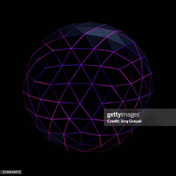 sphere (isohedron) glowing from the inside - 多角形 ストックフォトと画像