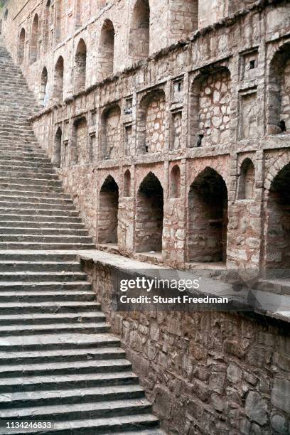 Agrasen Ki Baoli, an ancient step well in central New Delhi, India. The Baoli was allegedly built by Raja Agrasen, the founder of the Aggarwal...