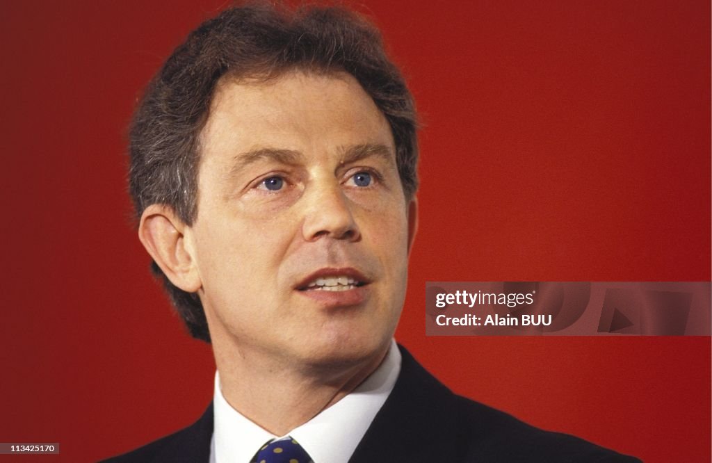 Tony Blair Campaigning In London, Northampton 1st On April ,1997 In