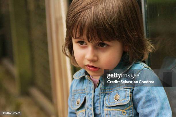 portrait of the girl for 4 years, thinking nostalgically,romania, eastern europe - 4 5 years stock pictures, royalty-free photos & images