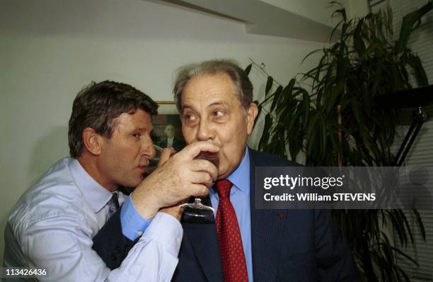 Charles Pasqua And Philippe De Villiers On June 13th, 1999 - In Neuilly/seine,France