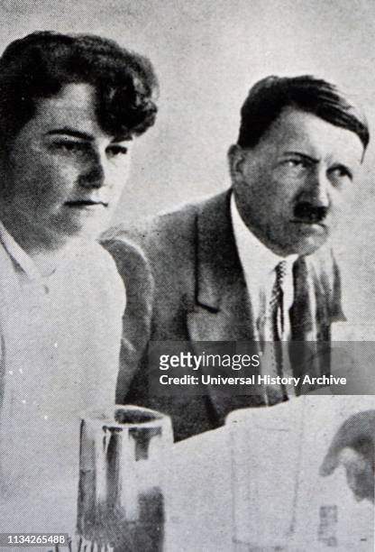 Adolf Hitler . Leader of the Nazi Party with Angela Maria "Geli" Raubal . Adolf Hitler's half-niece. Born in Linz. Austria-Hungary. She was the...