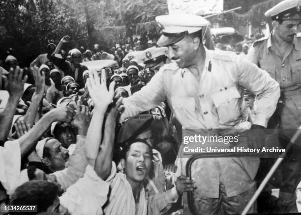 Free officers leaders including Anwar Sadat are mobbed by crowds during the 1952 Egyptian Revolution. Muhammad Anwar el-Sadat . President of Egypt....