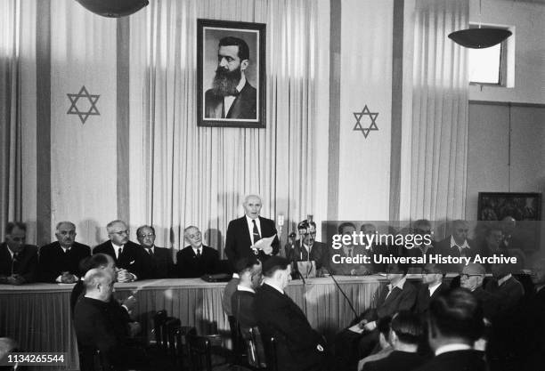 Declaration of the Establishment of the State of Israel by David Ben-Gurion. The Executive Head of the World Zionist Organization. Chairman of the...