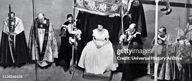Coronation of Elizabeth II of the United Kingdom. Took place on 2 June 1953 at Westminster Abbey. London. Queen Elizabeth II. With the Duke of...