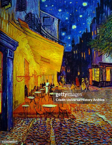 Cafe Terrace at Night. 1888. Oil painting by the Dutch artist Vincent van Gogh, . It is also known as The Cafe Terrace on the Place du Forum, and,...