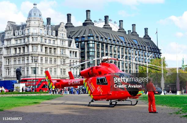 London Air Ambulance in Parliament Square attending an incident outside Wesminster Abbey, London, UK. October 2018.