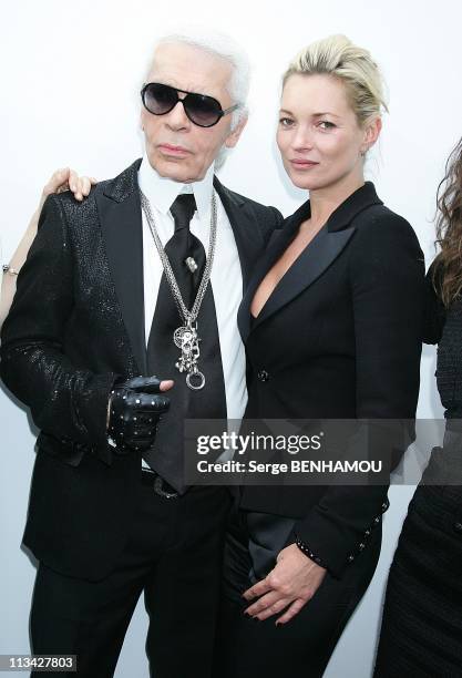 Celebrities At Chanel Fall-Winter 2009-2010 Ready To Wear Fashion Show In Paris, France On March 10, 2009 - Karl Lagerfeld and Kate Moss.