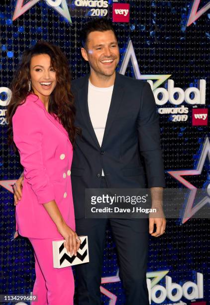 Michelle Keegan and Mark Wright arrive at the The Global Awards with Very.co.uk at Eventim Apollo, Hammersmith on March 07, 2019 in London, England.
