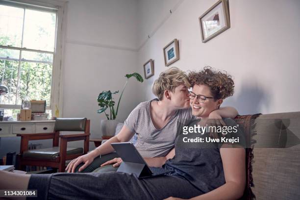 Two young women at home