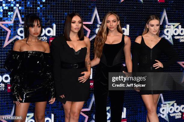 Jade Thirwall, Jesy Nelson, Leigh-Anne Pinnock and Perrie Edwards of Little Mix attend The Global Awards 2019 at Eventim Apollo, Hammersmith on March...