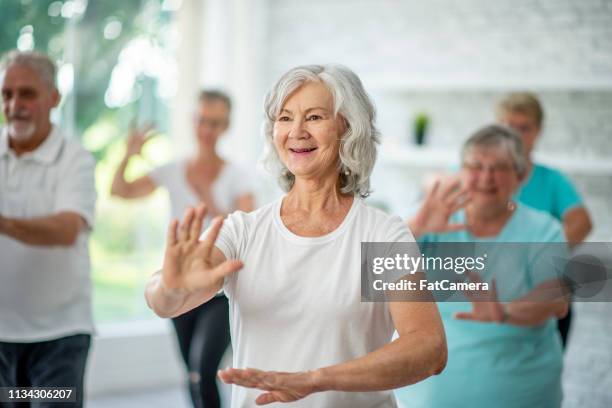 faire du tai chi - taijiquan photos et images de collection