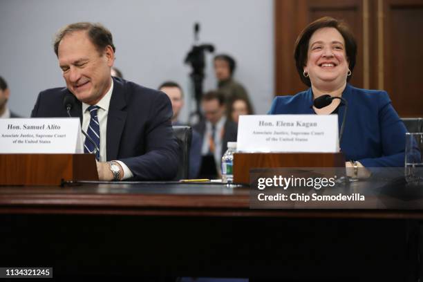 Supreme Court associate justices Samuel Alito and Elana Kagan testify about the court's budget during a hearing of the House Appropriations...