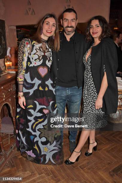 Maria Kastani, Robert Pires and Jessica Lemarie attend a private dinner hosted by Maria Kastani for close friends at the newly relaunched Momo on...