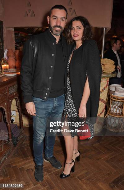 Robert Pires and Jessica Lemarie attend a private dinner hosted by Maria Kastani for close friends at the newly relaunched Momo on April 1, 2019 in...