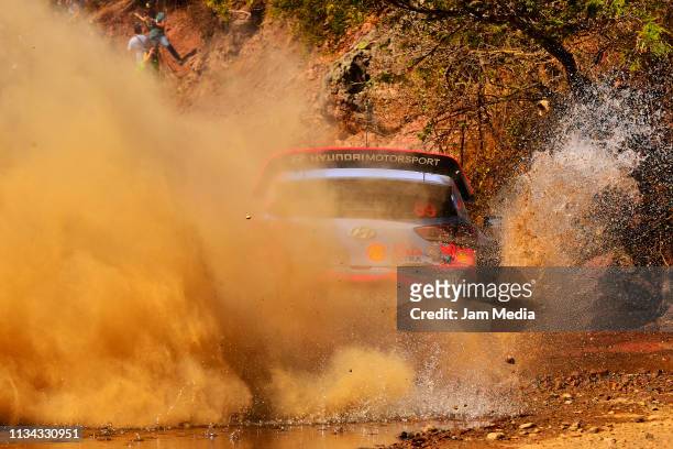 Andreas Mikkelsen of Norway and Anders Jaeger of Norway compete in their Hyundai Shell Mobis WRT during the FIA World Rally Championship Guanajuato...
