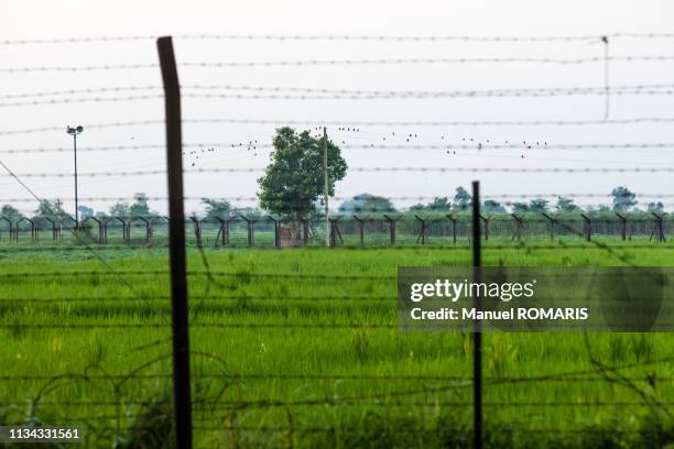 border fence between india and pakistan - punjab pakistan 個照片及圖片檔