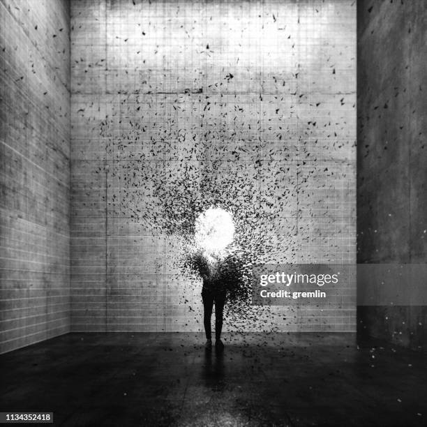 surreal exploding young woman - abstract human head stock pictures, royalty-free photos & images