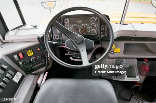 bus driver's console - drivers seat stock pictures, royalty-free photos & images