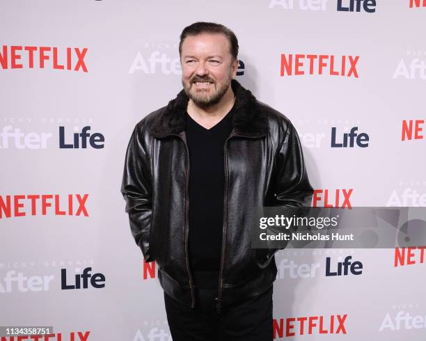 Comedian Ricky Gervais attends the "After Life" For Your Consideration Event at Paley Center For Media on March 07, 2019 in New York City.