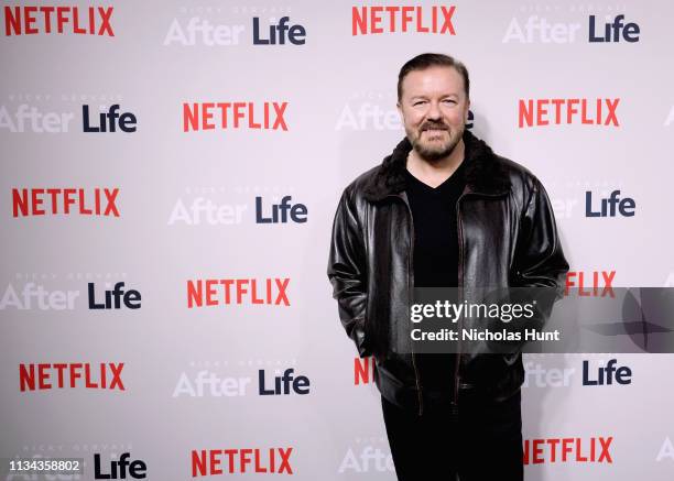 Comedian Ricky Gervais attends the "After Life" For Your Consideration Event at Paley Center For Media on March 07, 2019 in New York City.