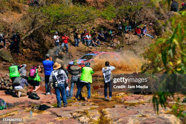 Andreas Mikkelsen of Norway and Anders Jaeger of Norway compete with the Hyundai Shell Mobis World Rally Team during the FIA World Rally Championship...