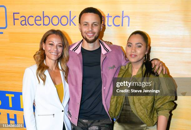 Sonya Curry, NBA Player Stephen Curry of the Golden State Warriors and Ayesha Curry attend the "Stephen Vs The Game" Facebook Watch Preview at 16th...