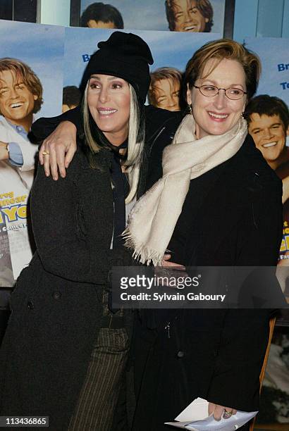 Cher, Meryl Streep during Twentieth Century Fox premiere "Stuck on You" at Clearview Chelsea West in New York, New York, United States.