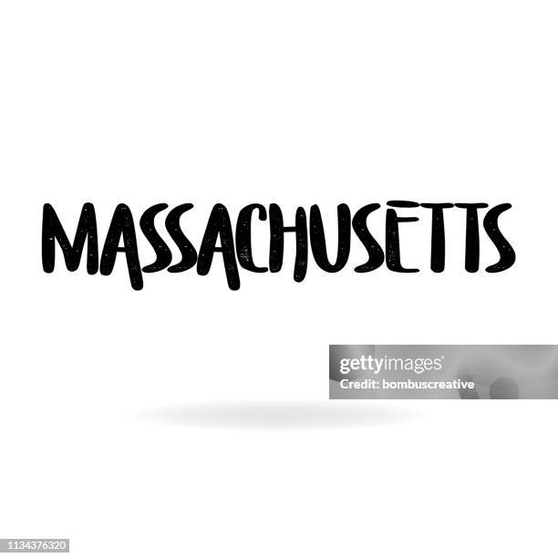 massachusetts lettering design - current state stock illustrations
