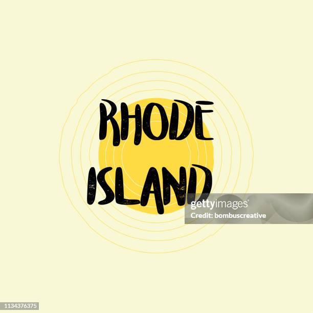 rhode island lettering design - sunshine state stock illustrations