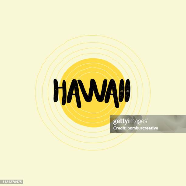hawaii lettering design - sunshine state stock illustrations